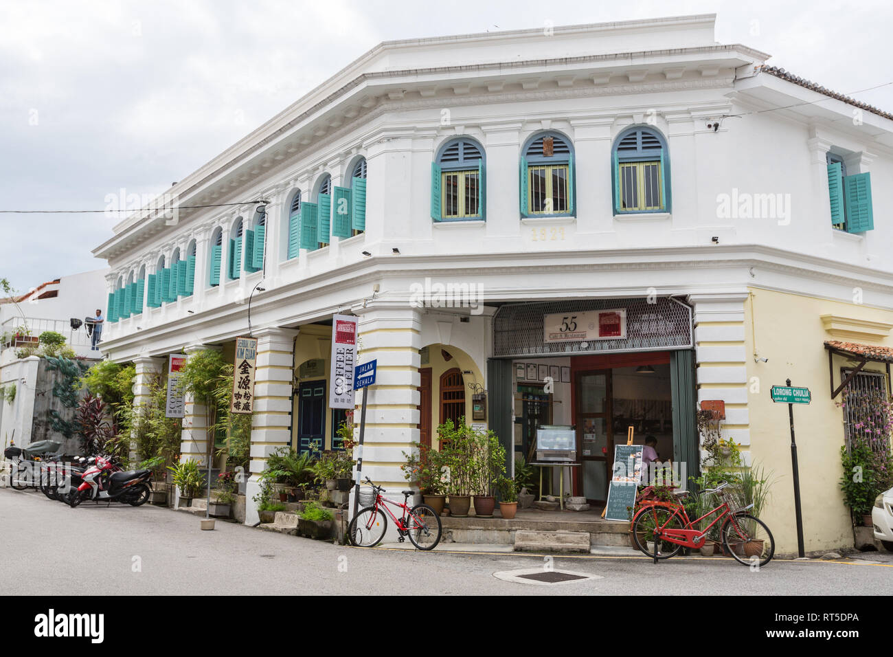 Coffee Atelier B&B, Former Shophouses, George Town, Penang, Malaysia Stock Photo