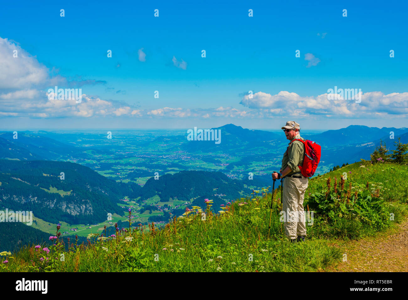 Panoramawanderweg vom Fellhorn, 2038m, zum Soellereck, 1706m, Allgaeuer Alpen, Bayern, Deutschland, Europa Stock Photo