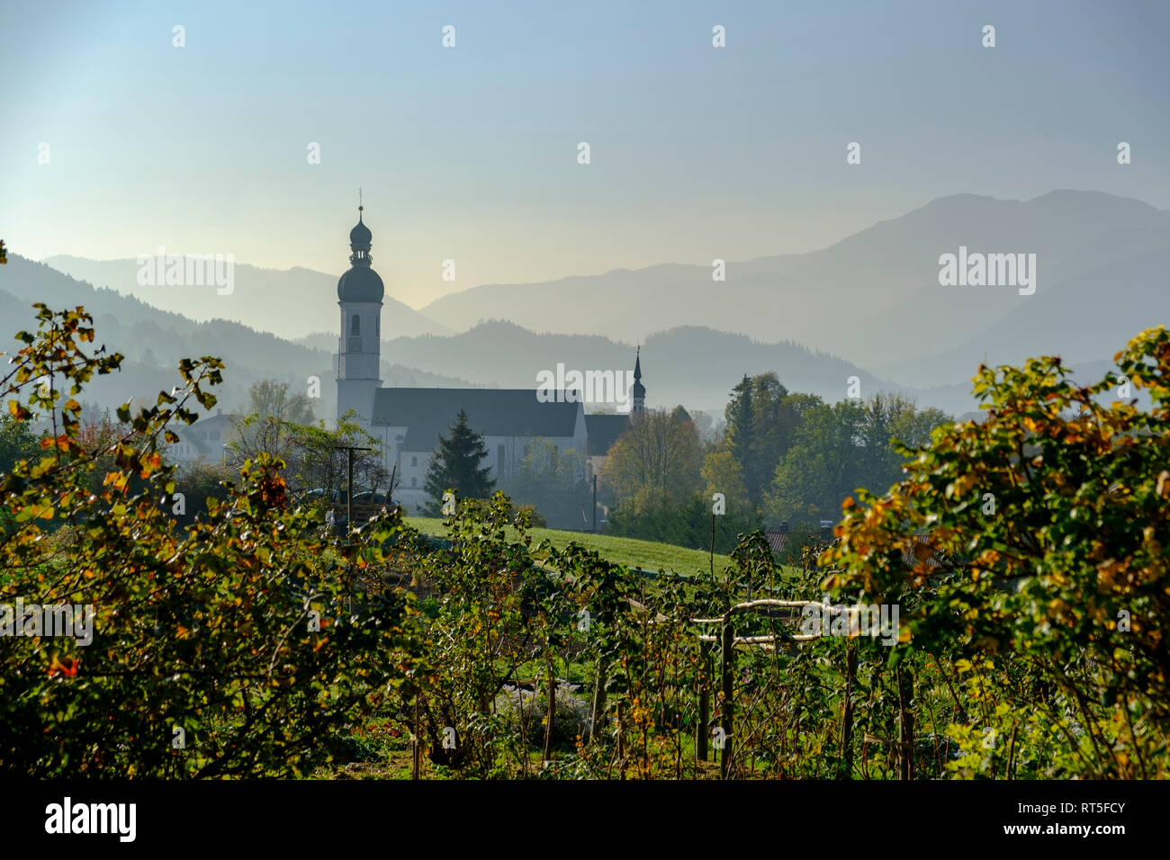Germany, Bavaria, Upper Bavaria, Leitzach valley, Elbach, St. Andreas Church Stock Photo