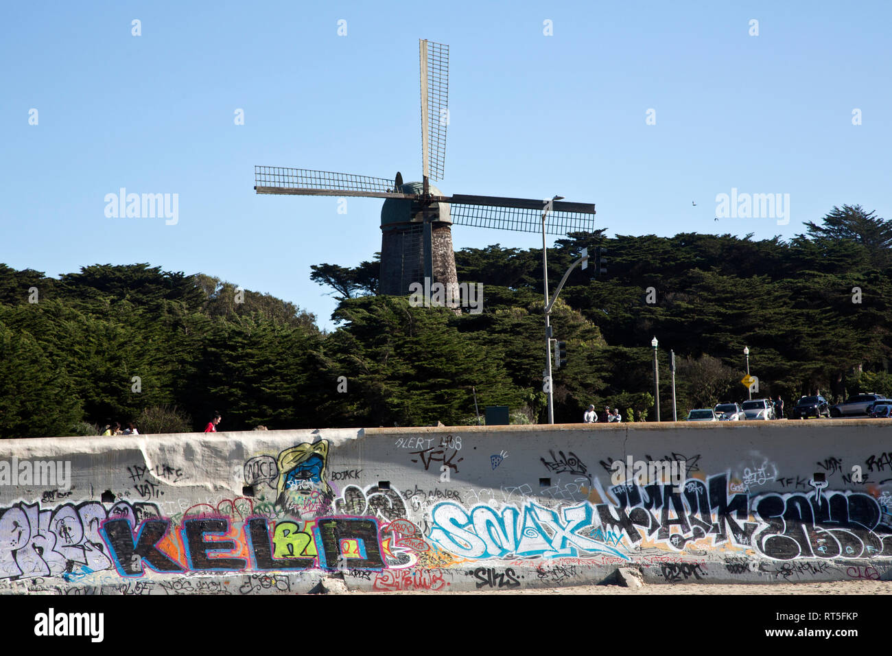 Views of the North Windmill in Golden Gate Park, San Francisco Stock Photo