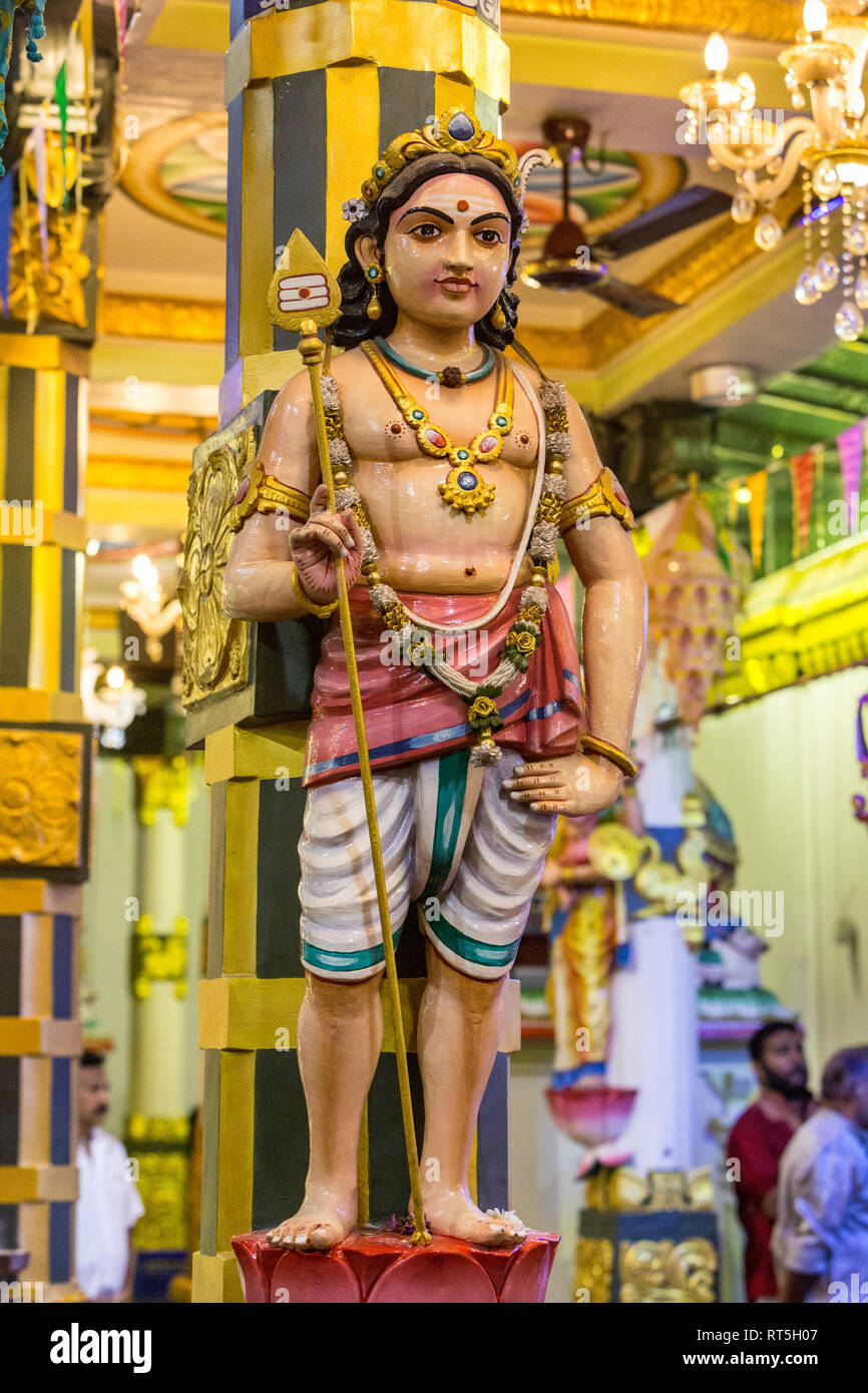Hindu God of War  Lord Murugan, Sri Maha Mariamman Temple, George Town, Penang, Malaysia. Stock Photo