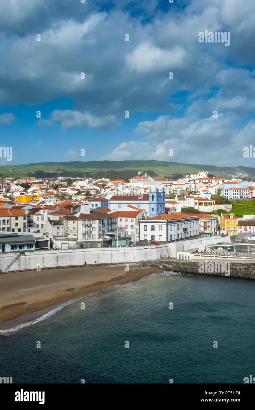 Portugal, Azores, Terceira, Angra do Heroismo, Overlook over the town Stock Photo