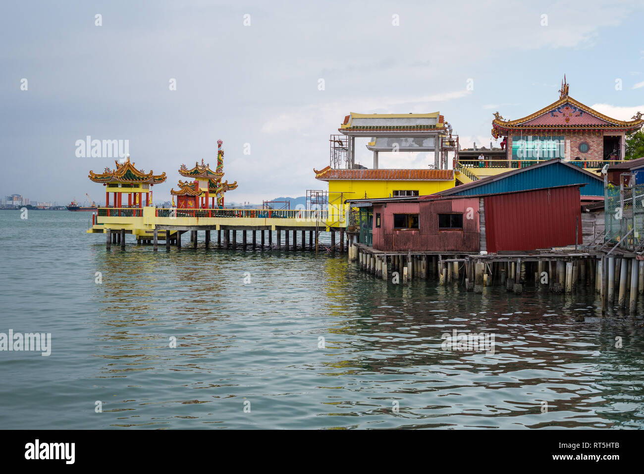 Hean Boo Thean Temple, Chew Jetty, Stilt Houses, George Town, Penang, Malaysia Stock Photo