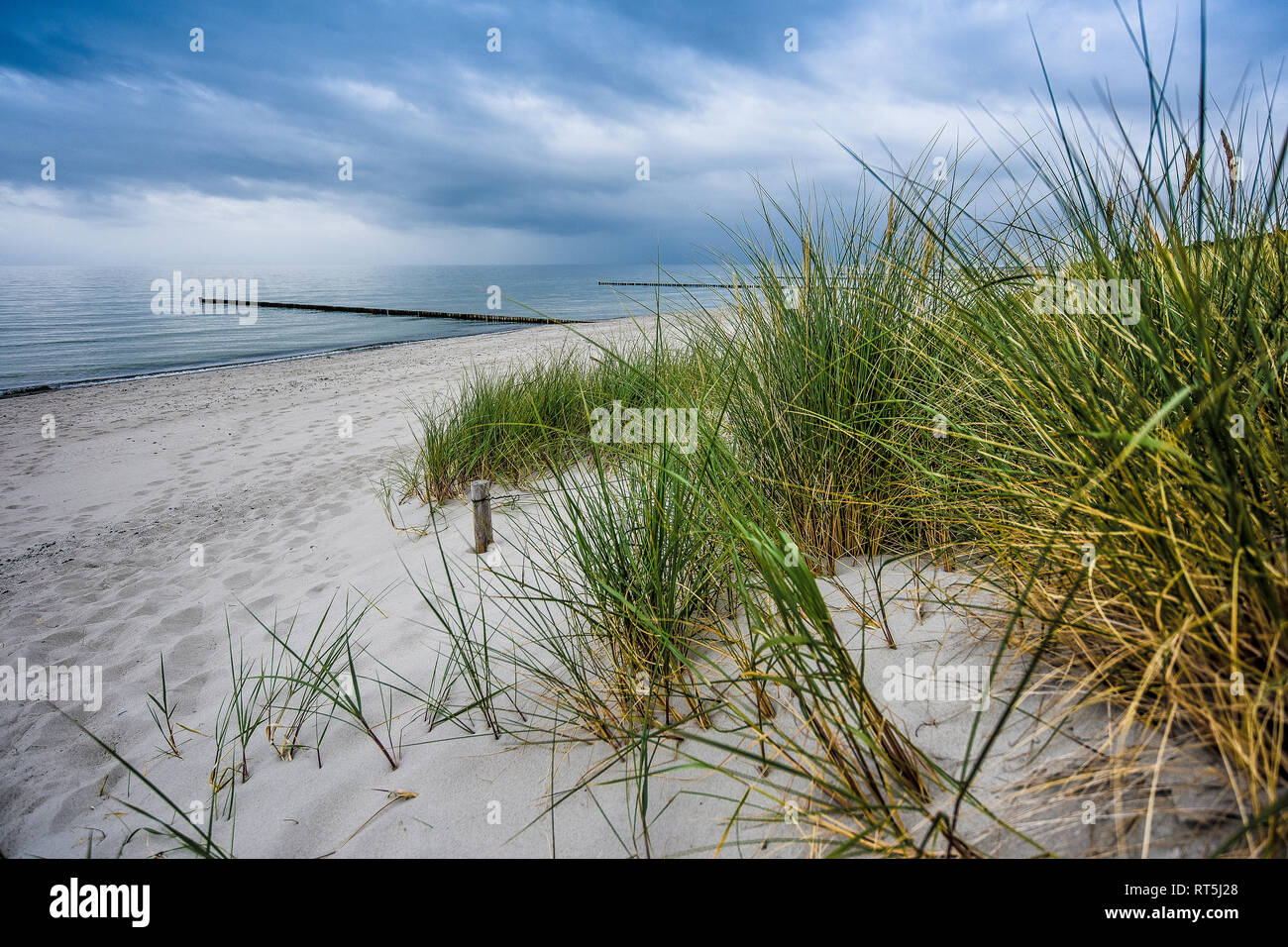 Germany, Mecklenburg-Western Pomerania, Zingst, beach and clouds Stock Photo