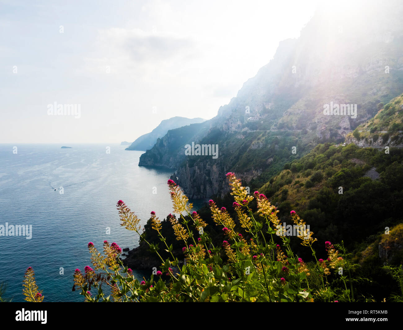 Italy, Campania, Gulf of Salerno, Sorrent, Amalfi Coast, Positano, cliff coast, Tordigliano Belvedere Stock Photo