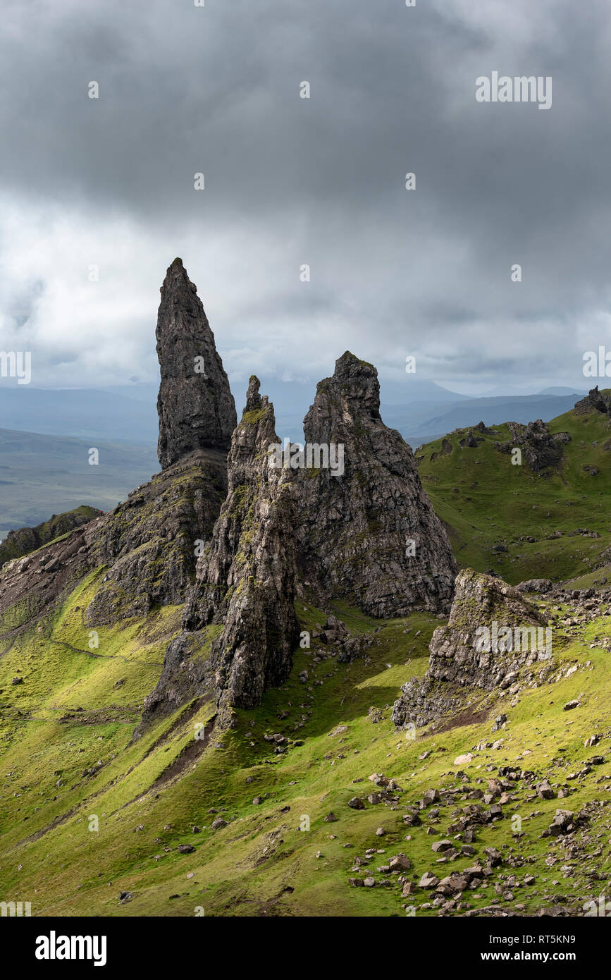 UK, Scotland, Inner Hebrides, Isle of Skye, Trotternish, Old Man of Storr Stock Photo