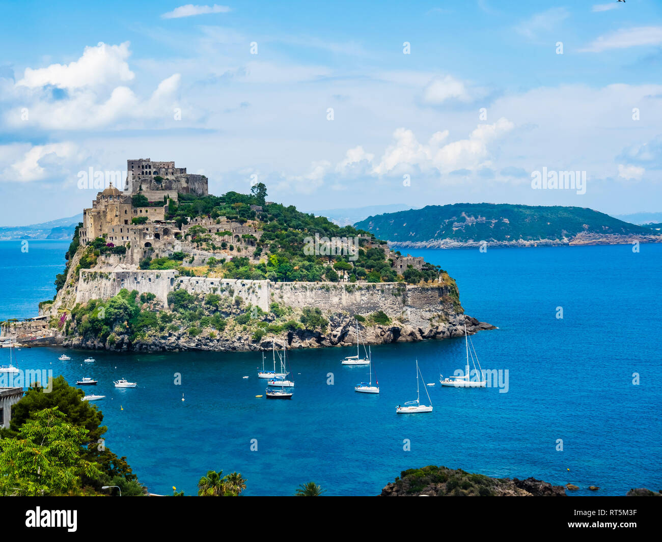 Italy, Campania, Naples, Gulf of Naples, Ischia Island, Aragonese Castle on rock island Stock Photo