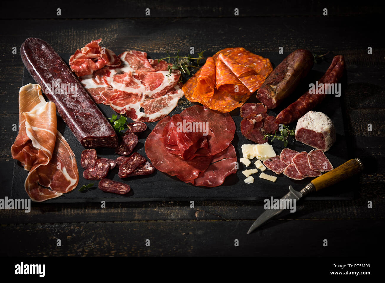 Assorted Italian cold cuts Stock Photo