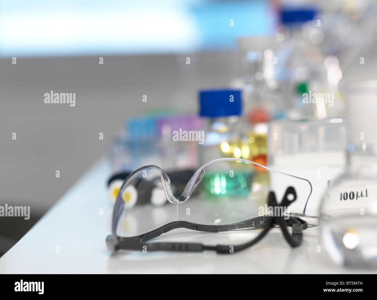 Safety glasses in lab during a research experiment Stock Photo Alamy