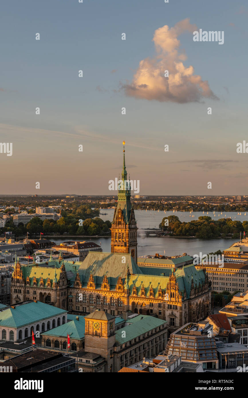 Germany, Hamburg, Alster lakes and Hamburg city hall Stock Photo Alamy
