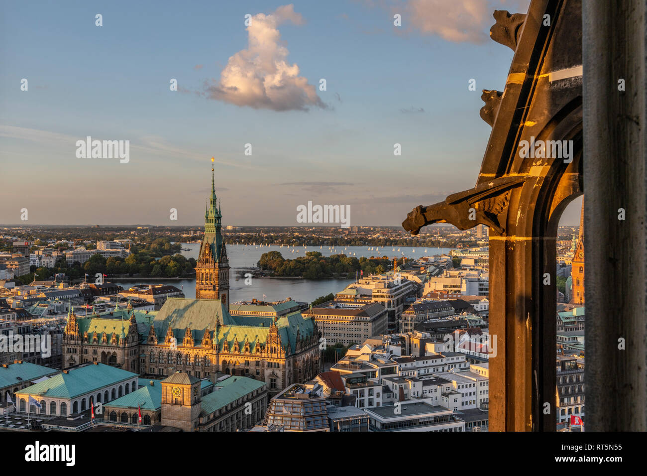Germany, Hamburg, Alster lakes and Hamburg city hall Stock Photo Alamy