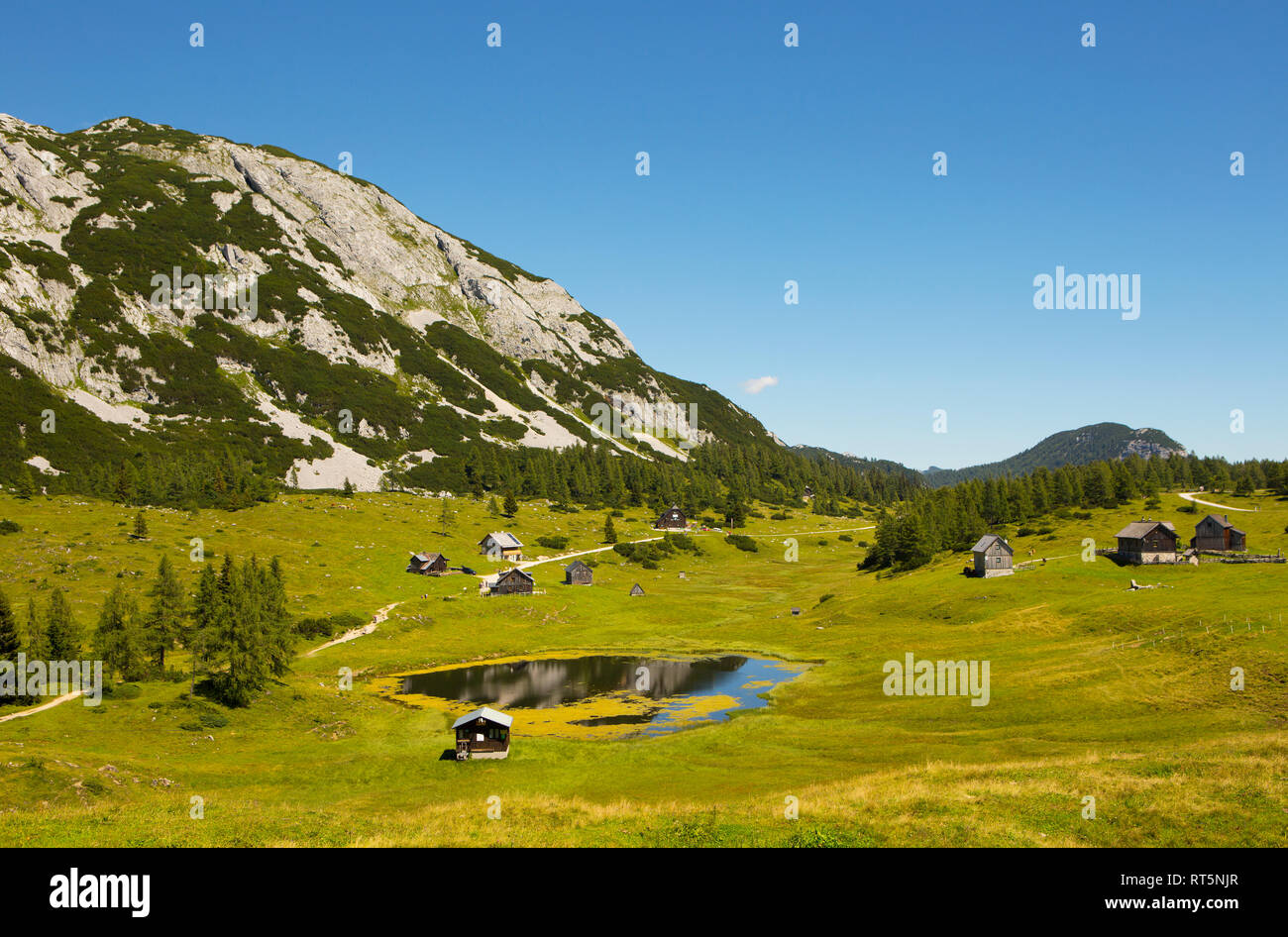 Austria, Styria, Tauplitz, Totes Gebirge, Alpine cabins Stock Photo