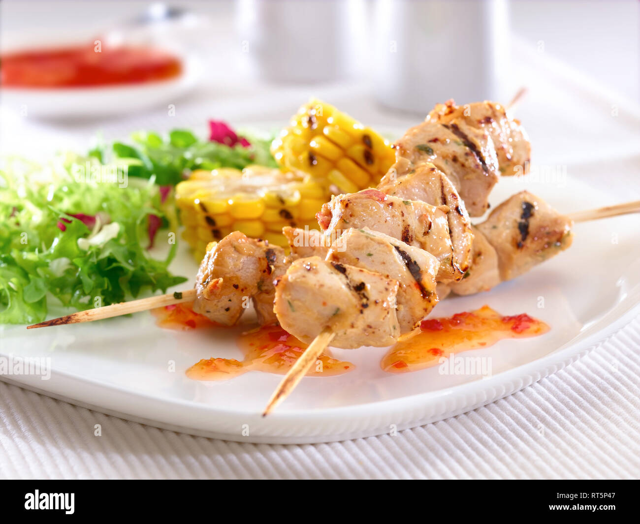 pork kebabs with sweet chilli Stock Photo