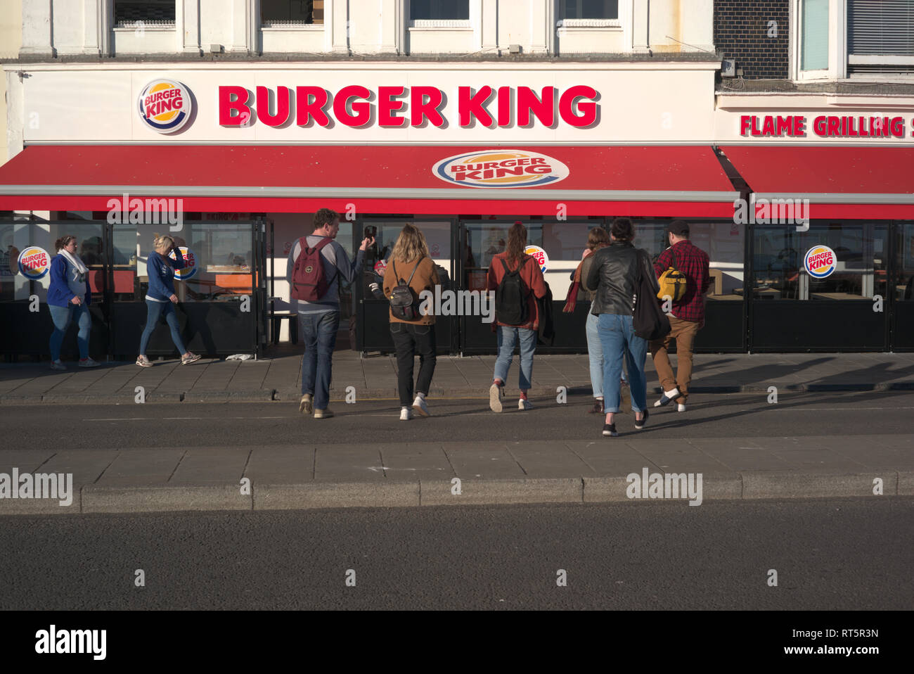 Brighton, England on February 25, 2019. Burger King on the seafront. Stock Photo