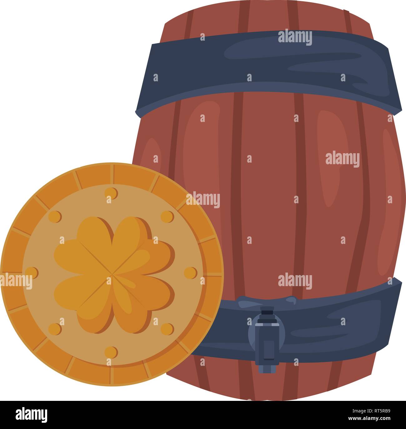 gold coin clover barrel st patricks day vector illustration Stock ...
