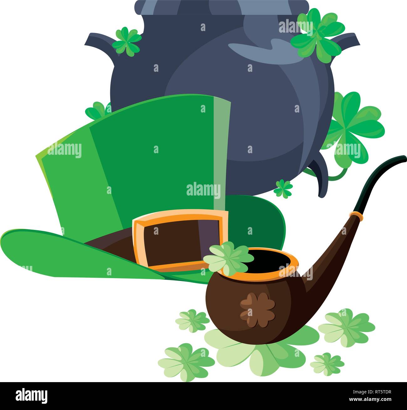 cauldron hat and pipe st patricks day vector illustration Stock Vector ...