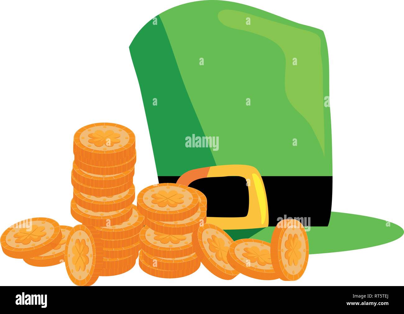 green hat gold coins st patricks day vector illustration Stock Vector ...