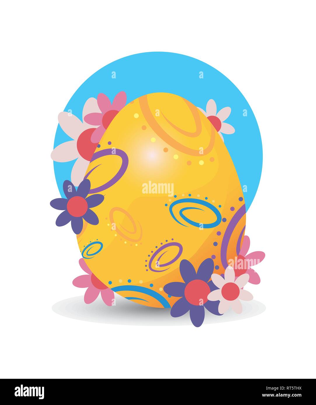 egg decoration flowers happy easter card vector illustration Stock ...