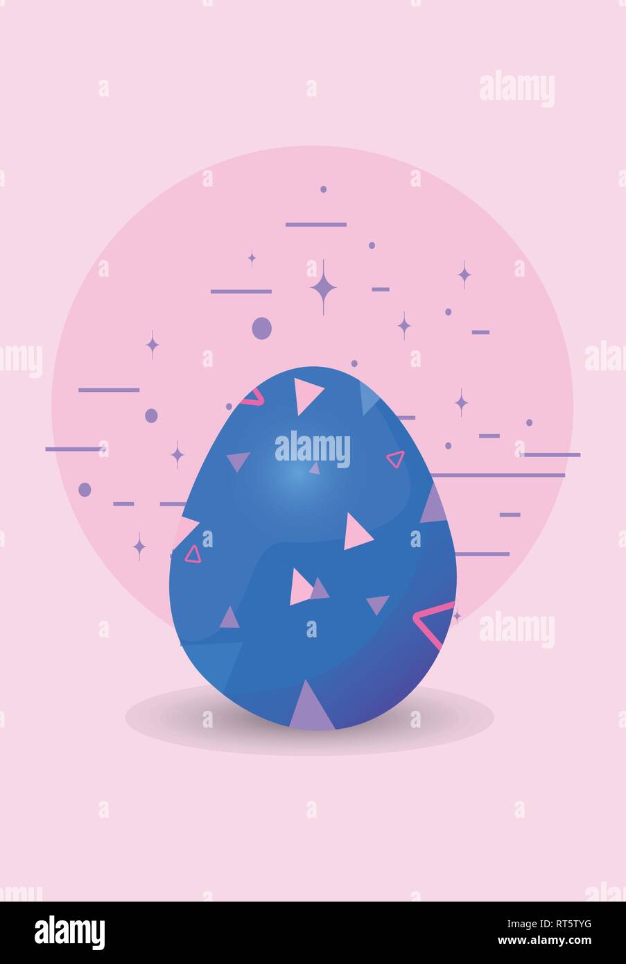 blue egg decoration happy easter card vector illustration vector illustration Stock Vector