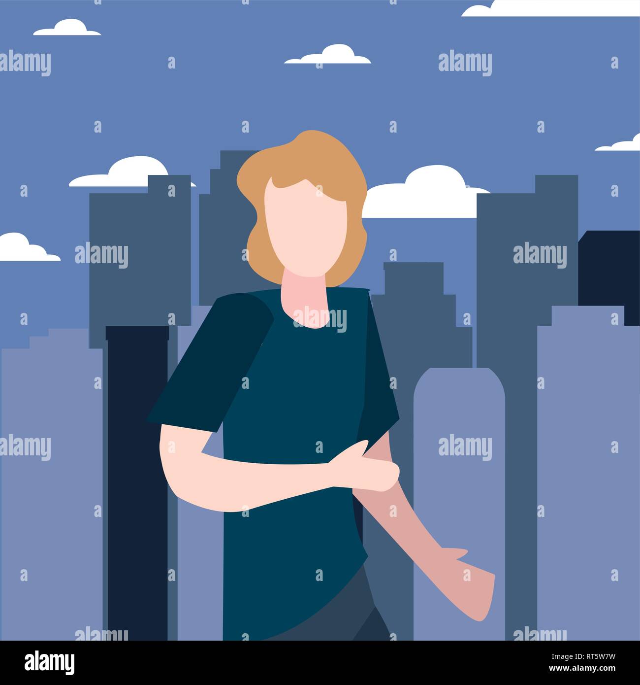 man and woman talking in the street city vector illustration Stock Vector