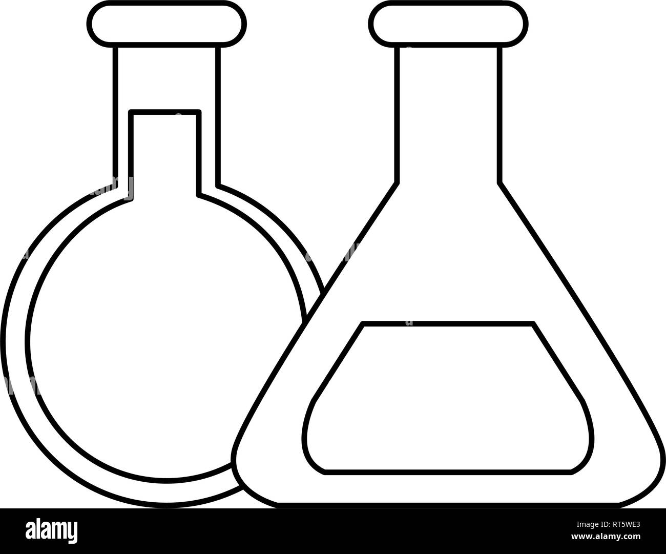 science laboratory flasks on white background vector illustration Stock ...