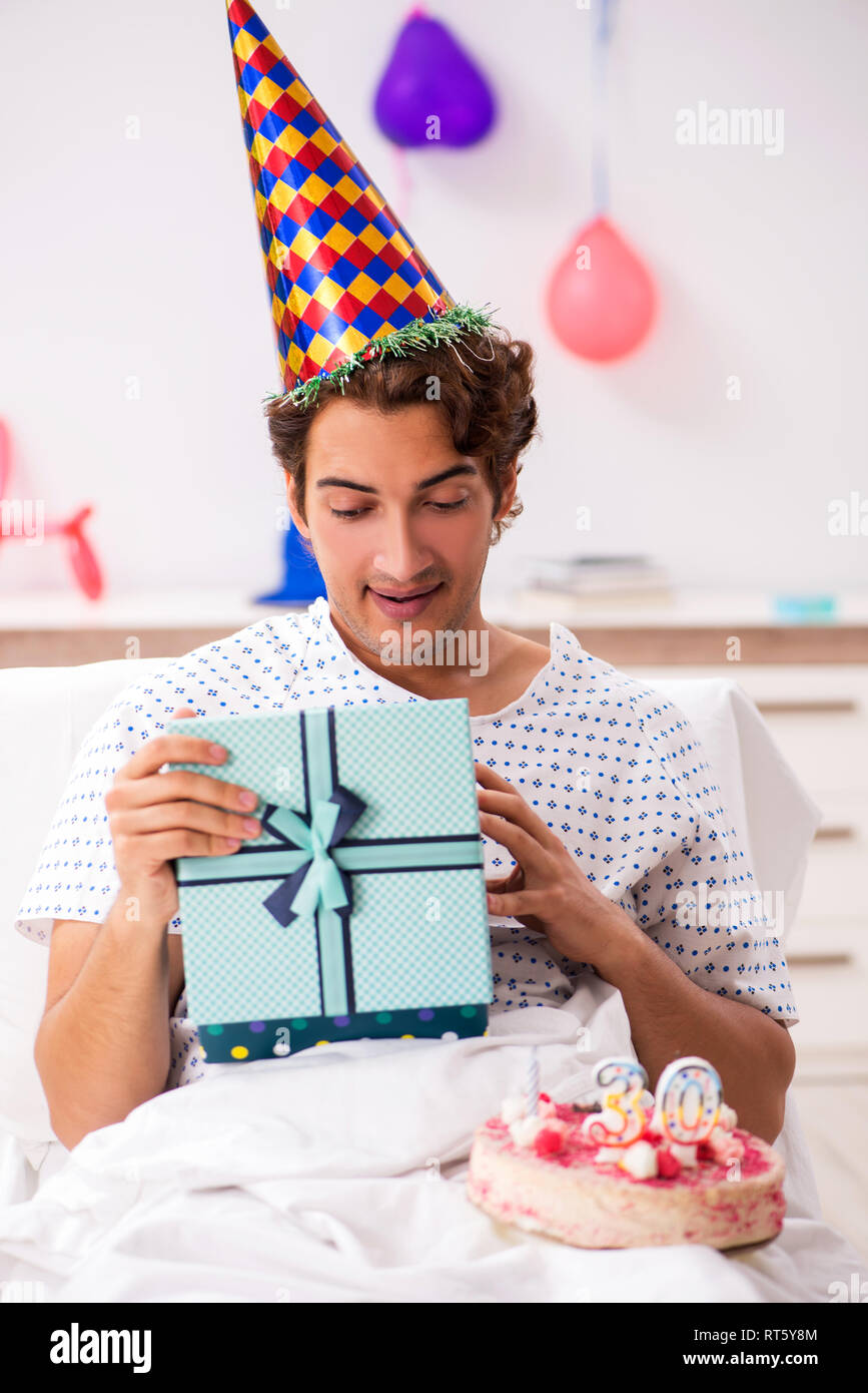 Young Man Celebrating His Birthday In Hospital Stock Photo Alamy