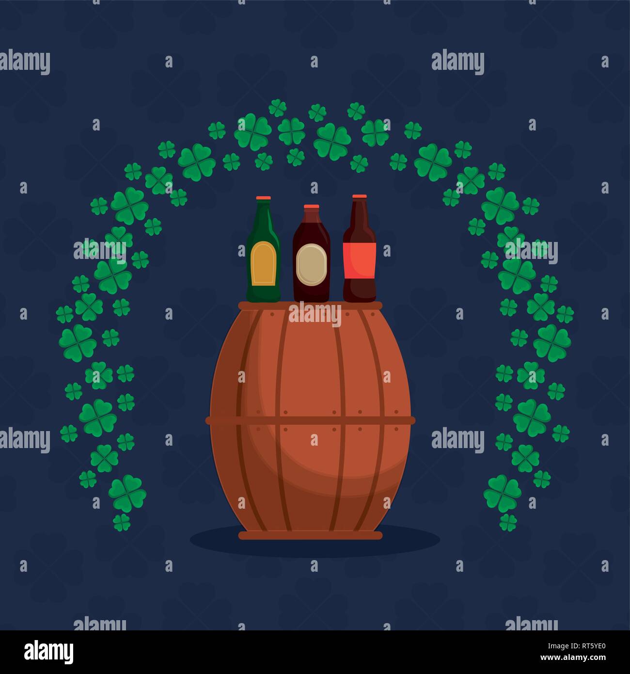 beer wooden barrel with bottles vector illustration design Stock Vector Image & Art Alamy