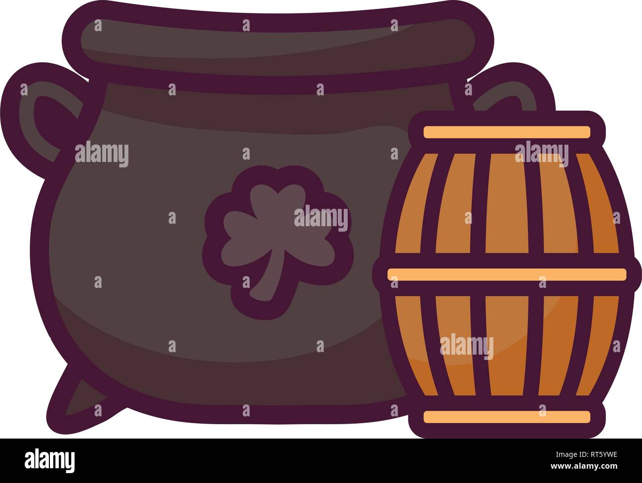 st patricks day card with cauldron and beer jar vector illustration ...