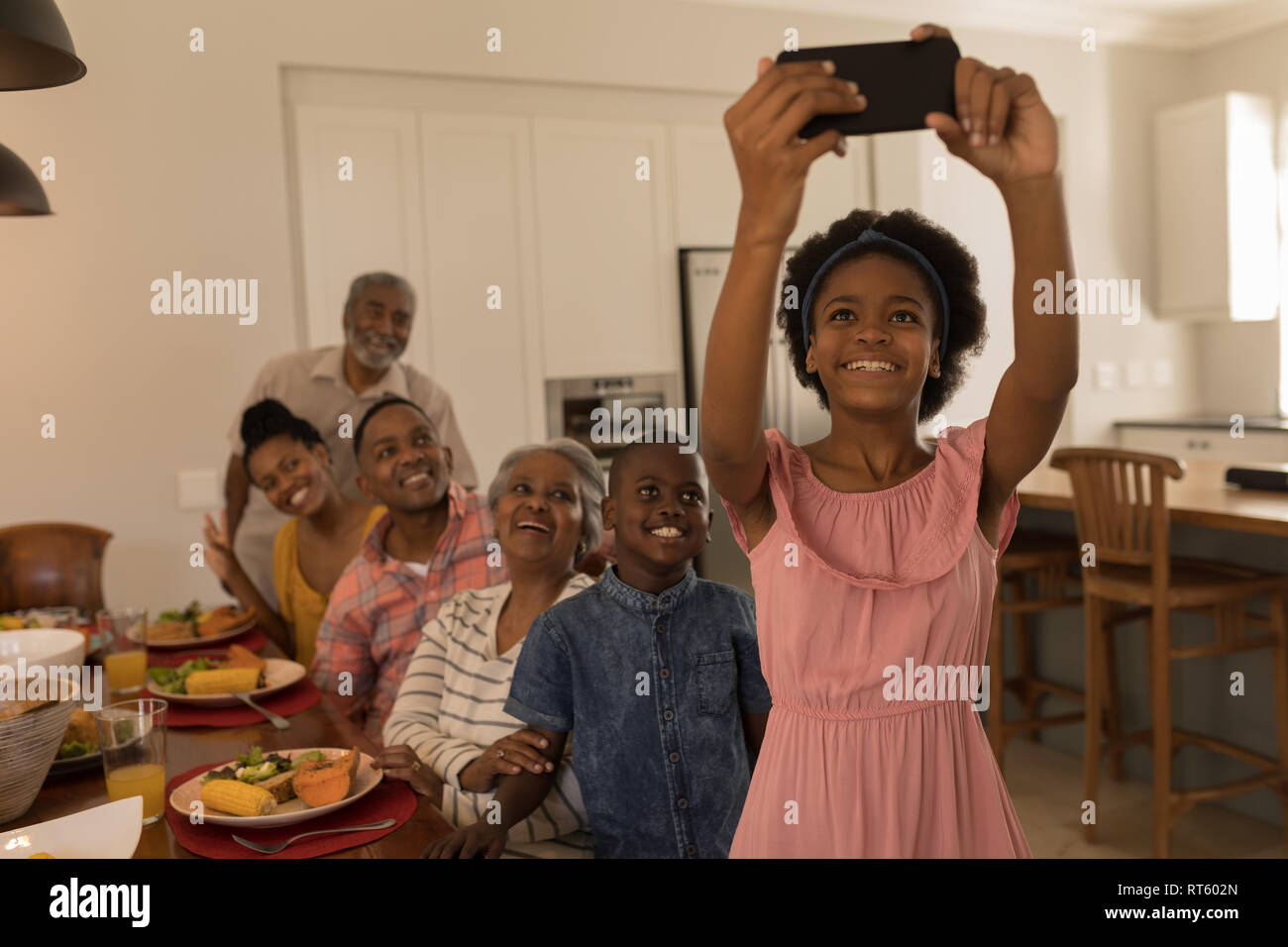 Family phone dining table hi-res stock photography and images - Alamy