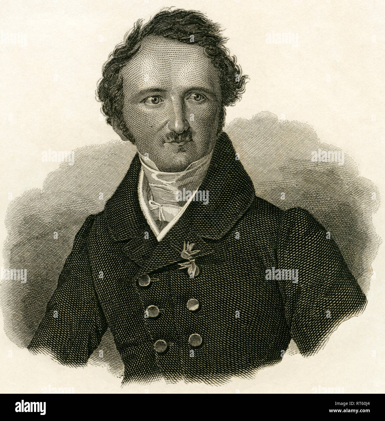 Hermann Prince von Pückler-Muskau, a German nobleman, landscape architect, author and Lieutenant general, steel engraving by Jaquemot, published by W. Creuzbauer, Karlsruhe, around 1840., Artist's Copyright has not to be cleared Stock Photo