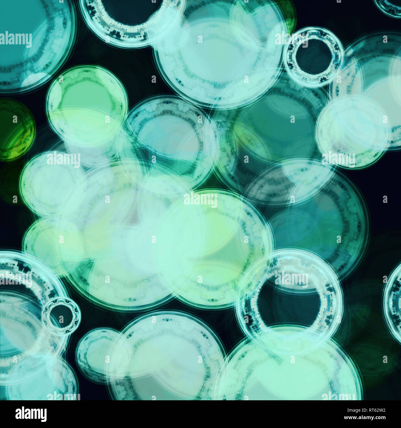 Abstract futuristic green colored circles background. Stock Photo