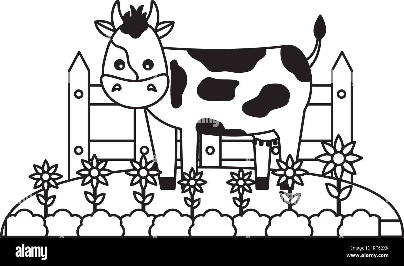 cow fence farm Stock Vector Image & Art - Alamy