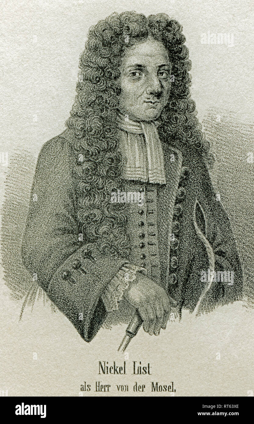 Nickel List (also Nikel List, Nicol List, Nikol List), gang leader, born 1656 in Waldenburg, died 1699 in Celle, lithography about 1850, from an book / newspaper of the 19th century., Additional-Rights-Clearance-Info-Not-Available Stock Photo