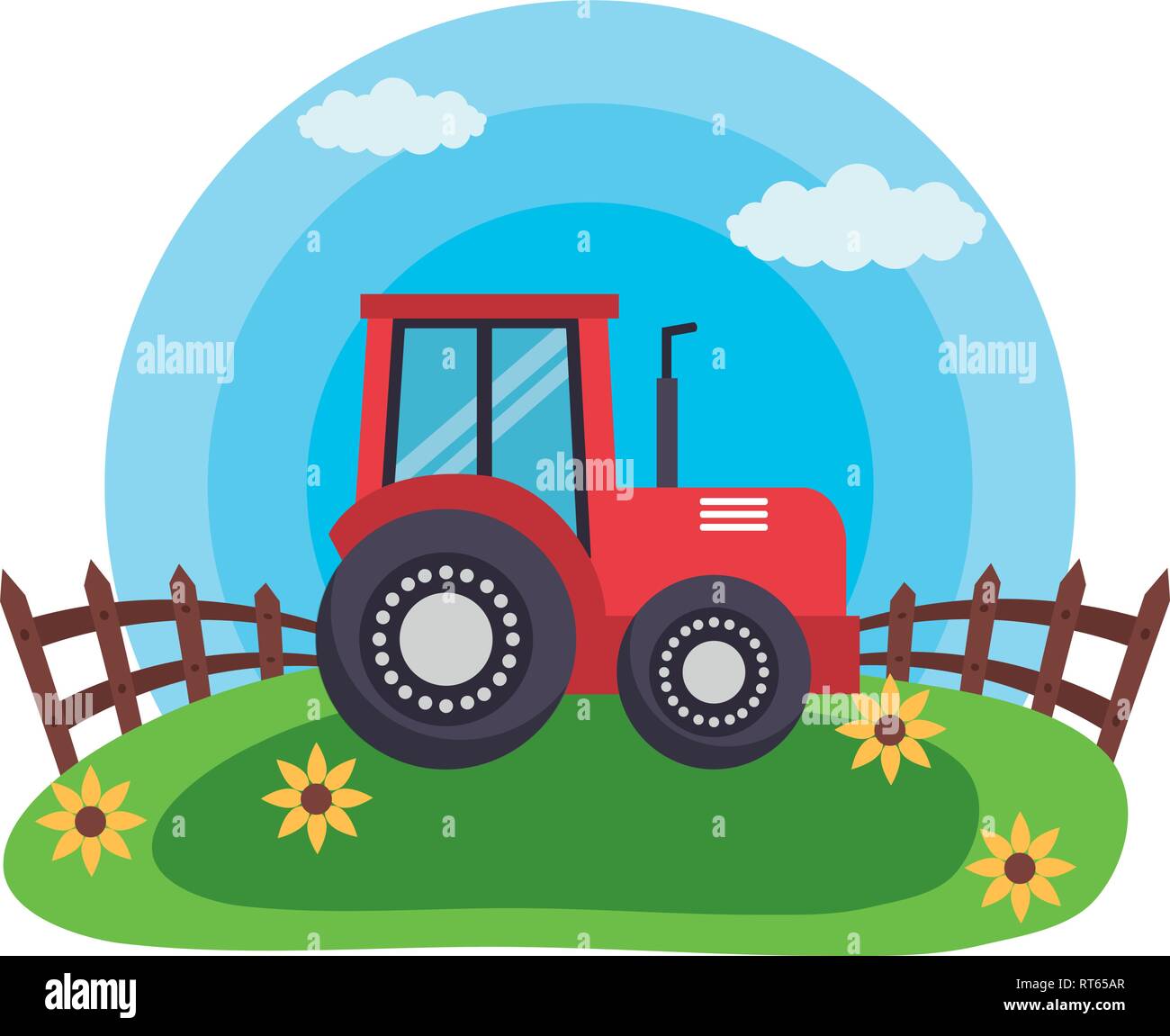 Tractor in grass Stock Vector Images - Alamy