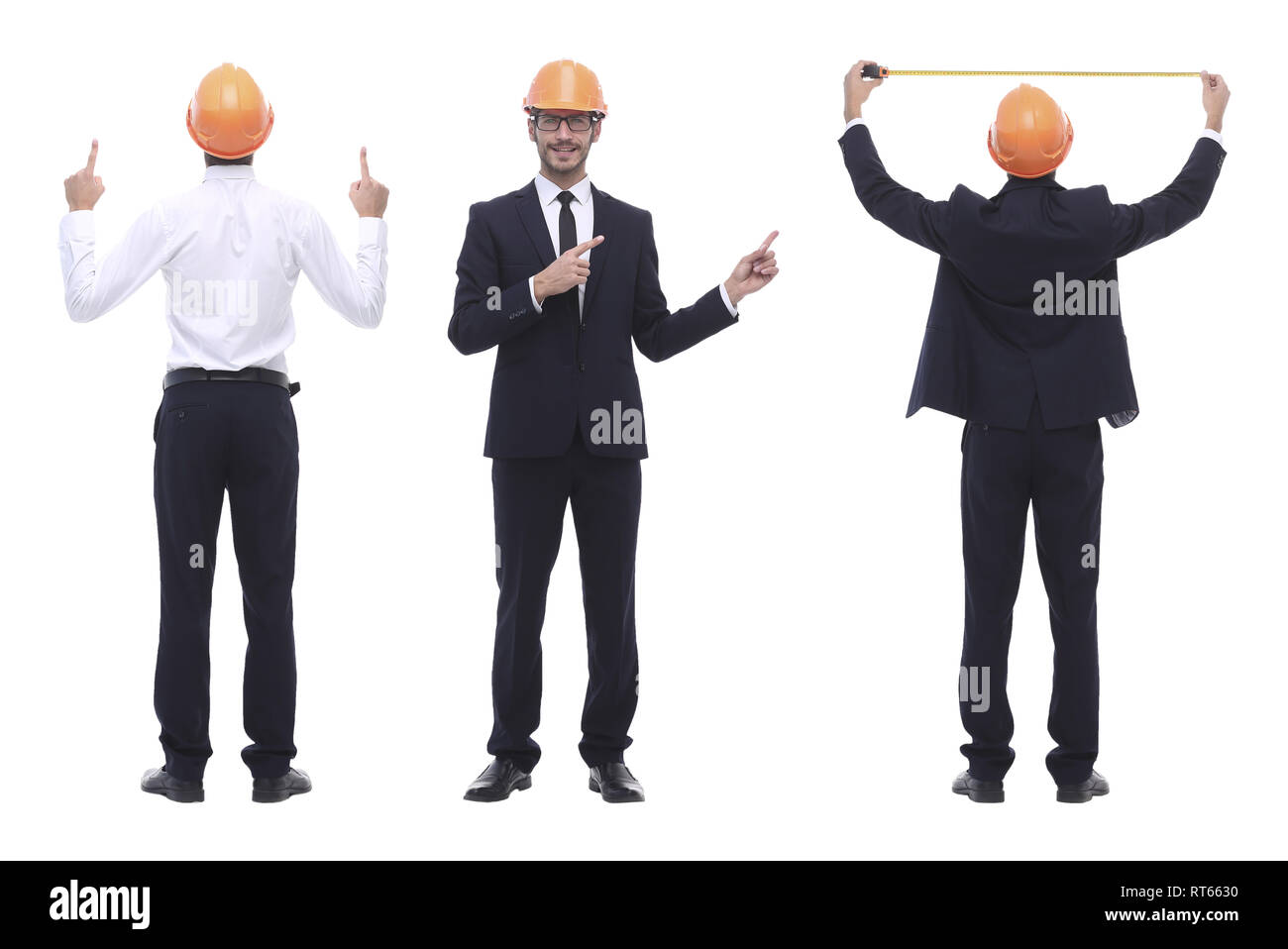 in full growth .qualified engineer architect isolated on white Stock