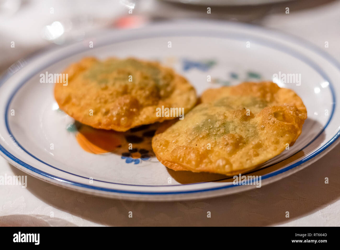 fried ovals of ricotta and chives Stock Photo