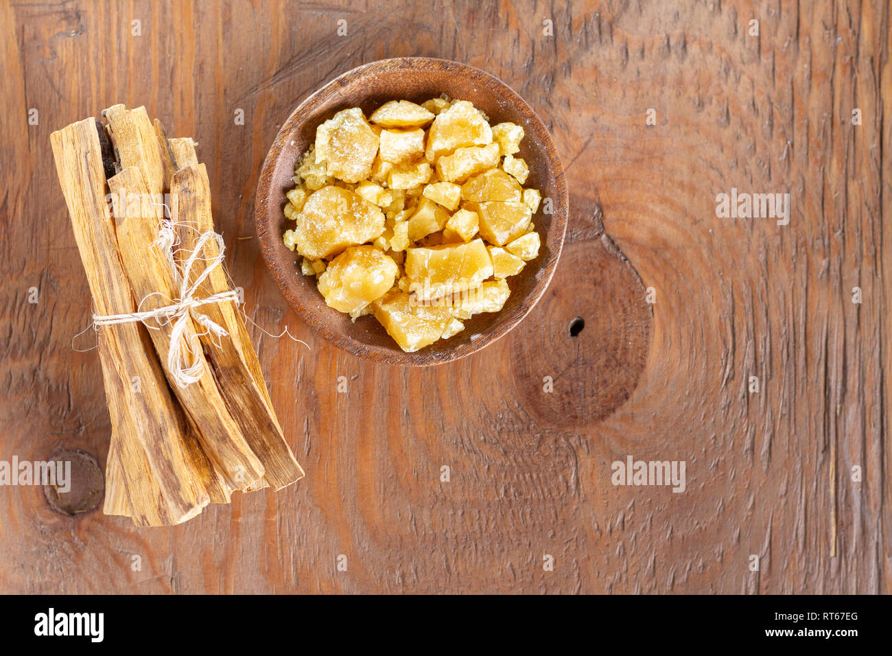 Bursera graveolens, essence and resin. in Spanish ('palo santo') is a wild tree in Latin America. used as incense. Stock Photo