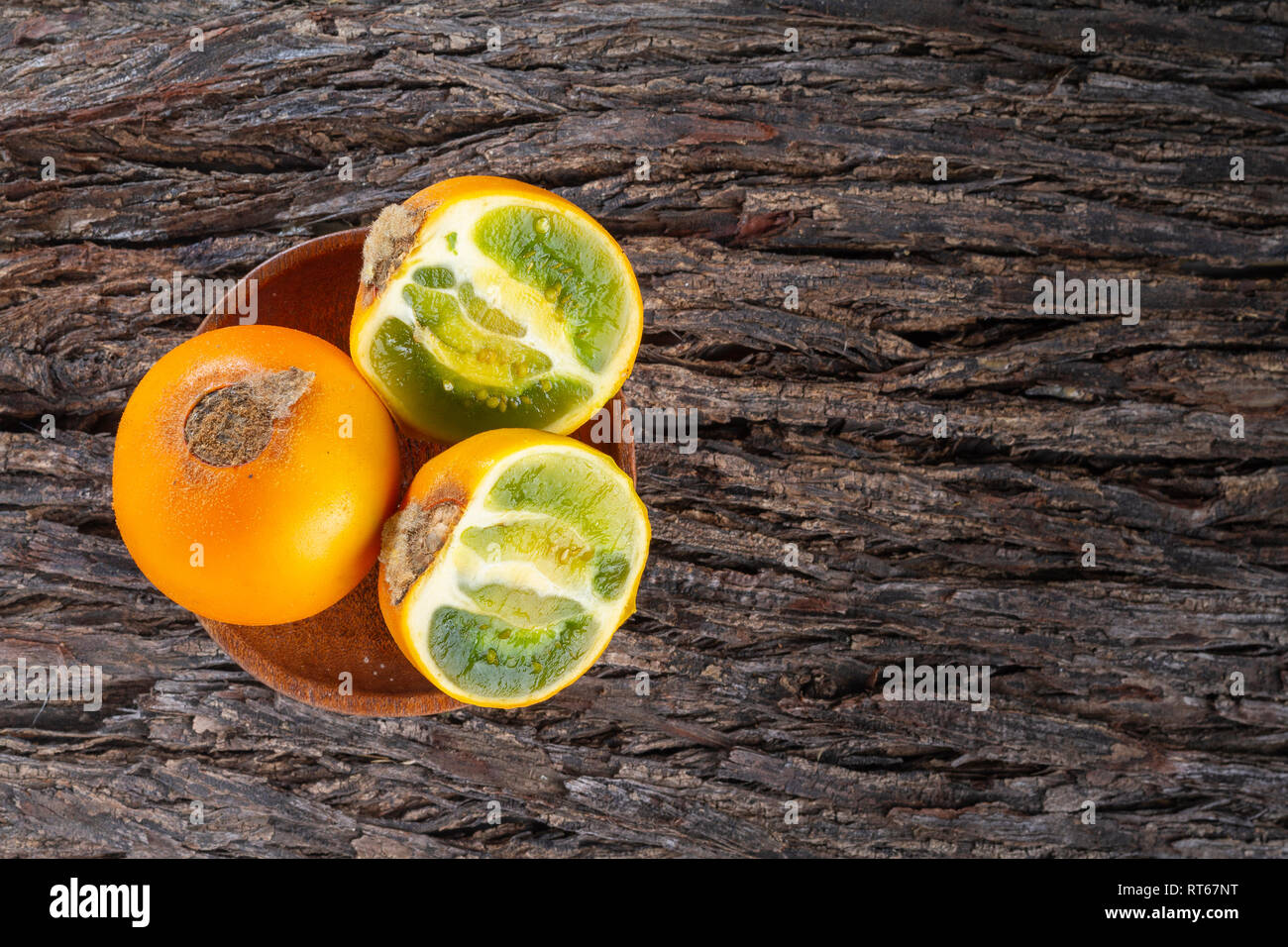 Fruit Of Lulo On Tree Bark Solanum Quitoense Stock Photo Alamy