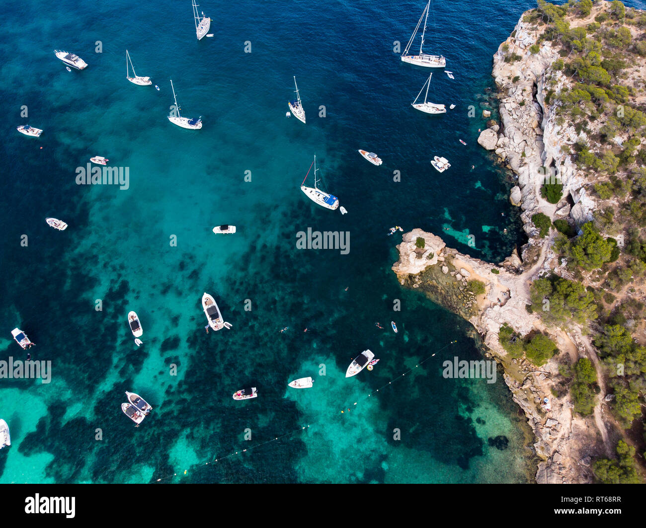 Spain, Mallorca, Palma de Mallorca, Aerial view of Calvia region, El Toro, Portals Vells Stock Photo