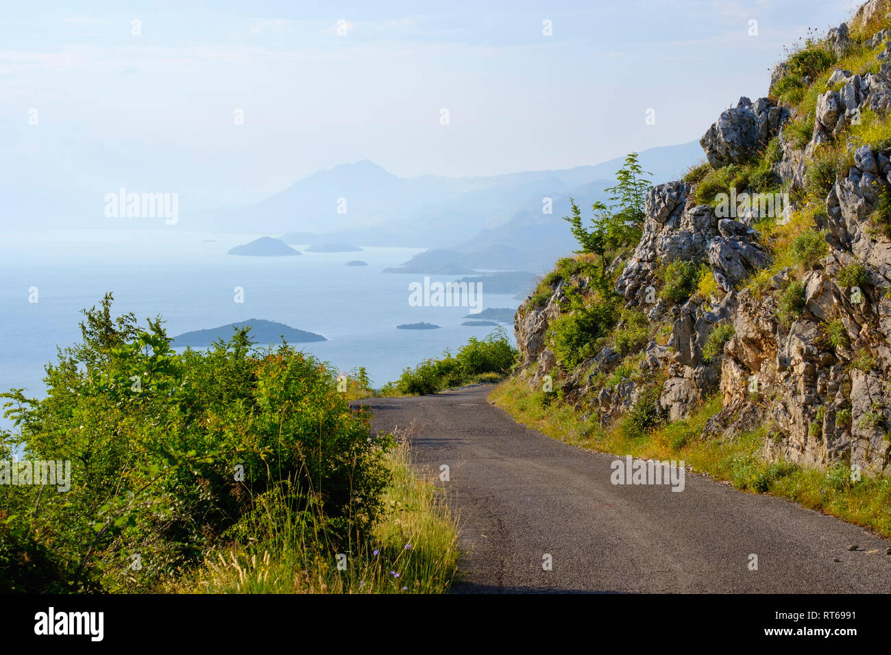 Montenegro, mountain road at south shore of Lake Skadar Stock Photo