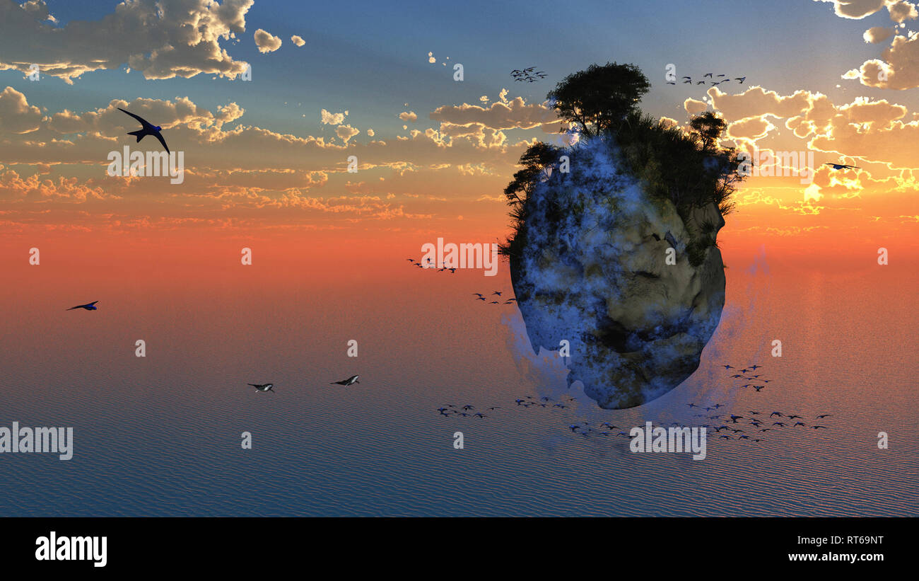 Fantasy landscape floating island tree hi-res stock photography and ...