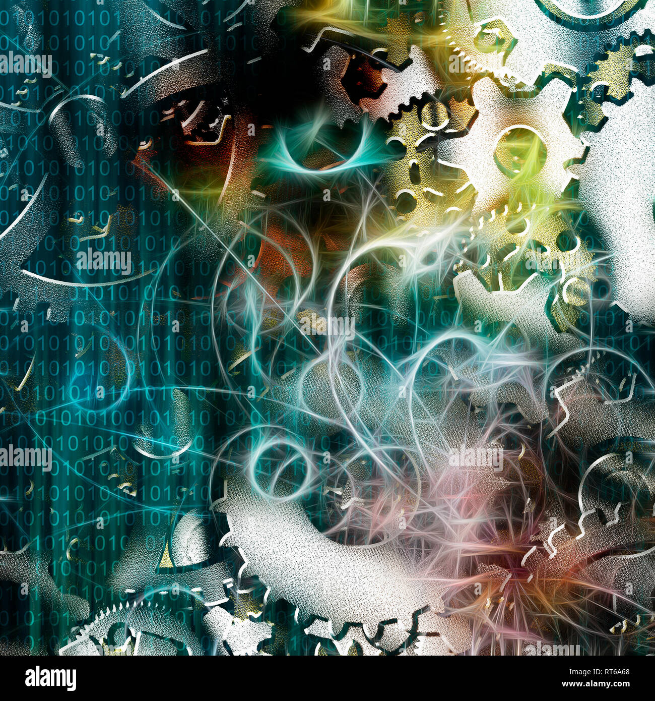 Machine binary code and human like visage Stock Photo - Alamy