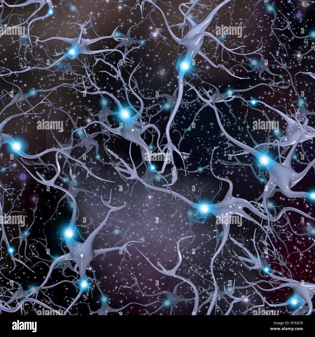 Brain Cells and Deep Space Stock Photo