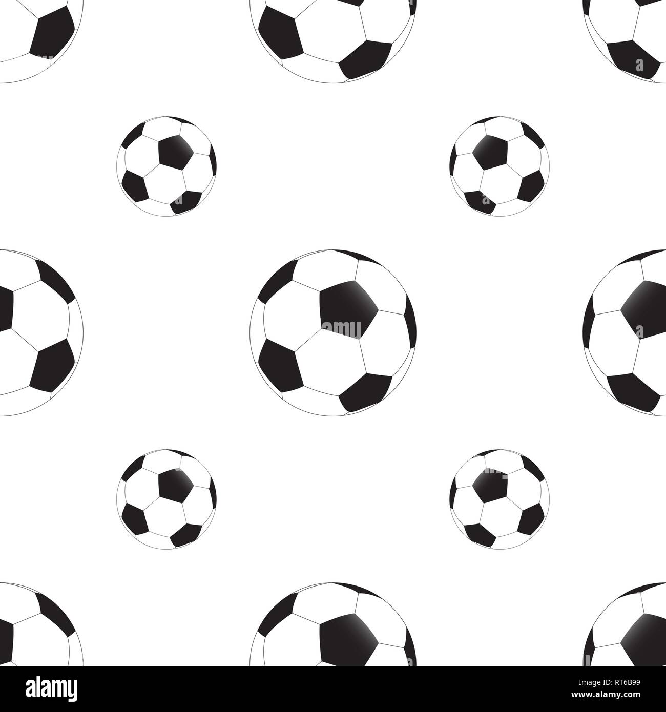 Vector seamless pattern with black and white soccer ball Stock Vector