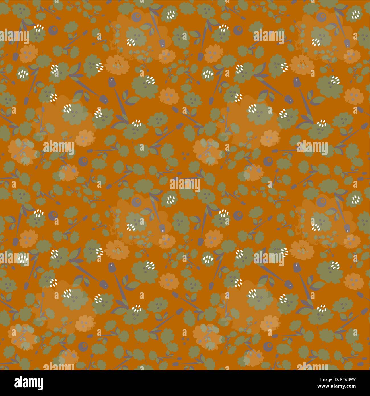 Vector seamless background with colorful flowers and elements Stock ...