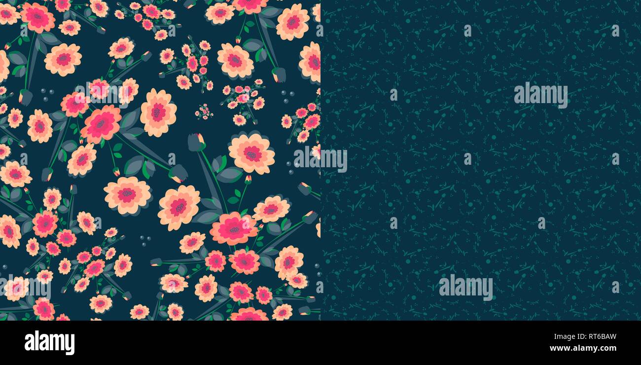 Set of two vector color compatible seamless patterns Stock Vector