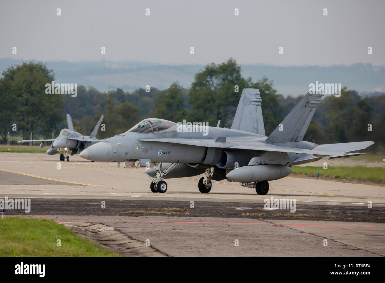 Finnish Air Force F 18 s arriving in Ostrava Czech Republic Stock Photo Alamy
