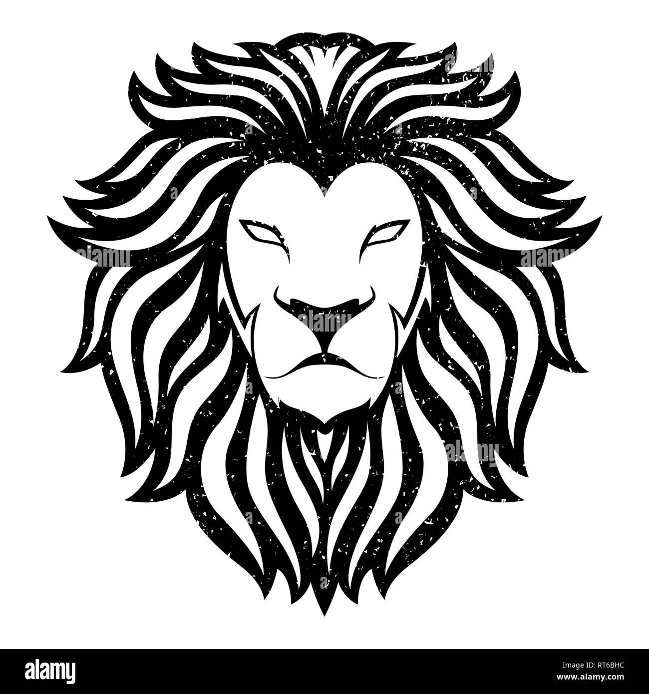 Lion head logo vector. Animal mascot. Vector illustration. Grunge distressed effect Stock Vector