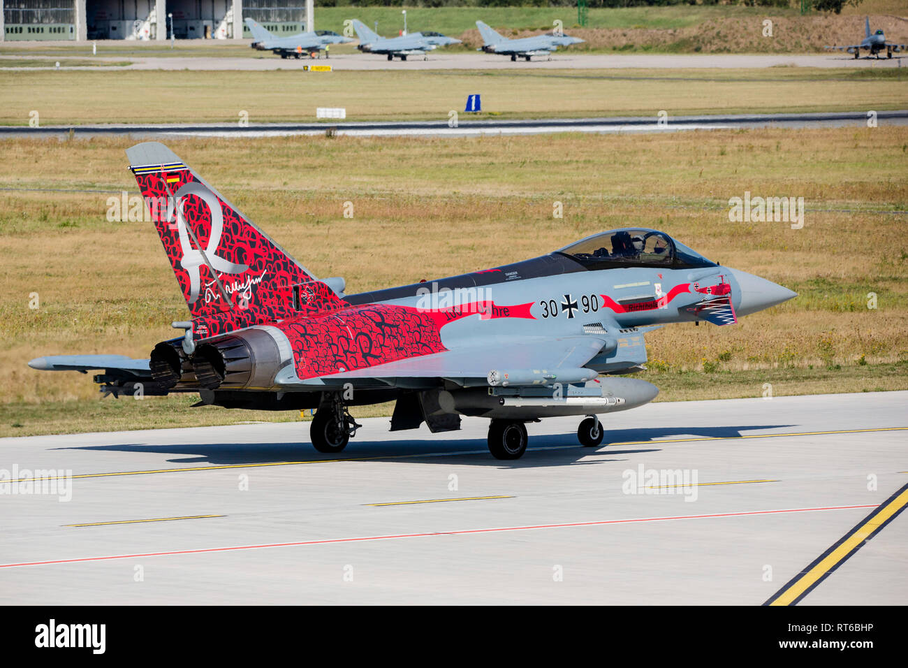 German Air Force Eurofighter in special livery, Laage, Germany. Stock Photo