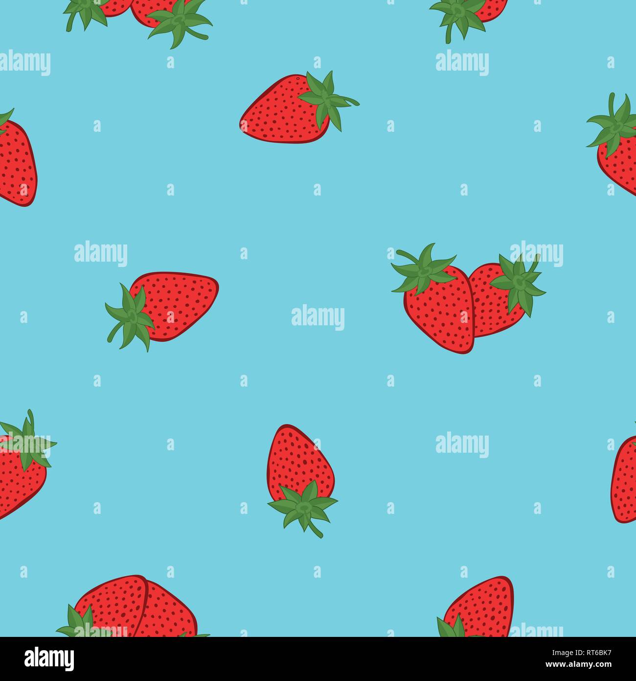 Strawberry fruit seamless pattern background. Vector illustration for textile print, surface design or packaging Stock Vector